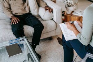 A man talking to a therapist